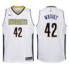 White Lonnie Wright Nuggets #42 Twill Basketball Jersey