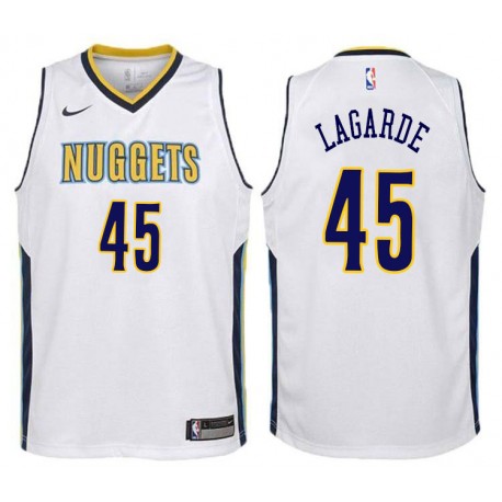 White Tom LaGarde Nuggets #45 Twill Basketball Jersey