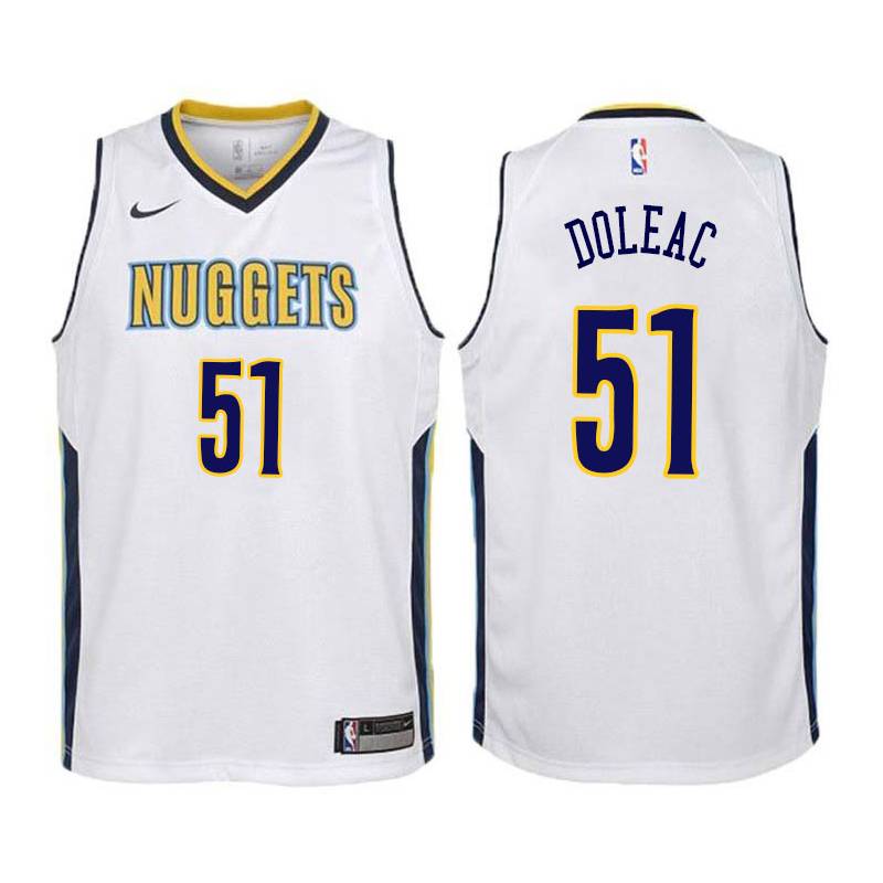 White Michael Doleac Nuggets #51 Twill Basketball Jersey