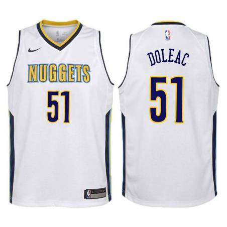 White Michael Doleac Nuggets #51 Twill Basketball Jersey