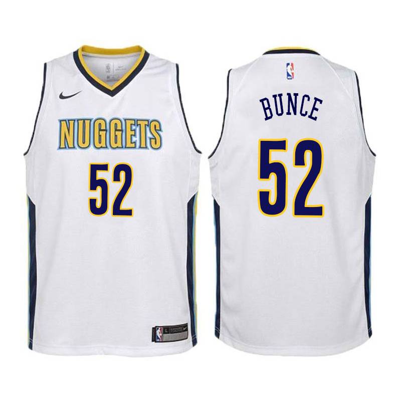 White Larry Bunce Nuggets #52 Twill Basketball Jersey