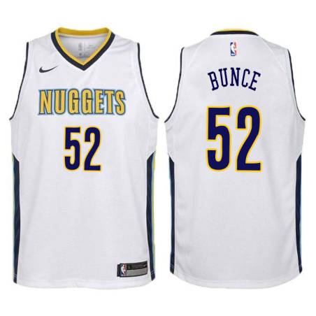 White Larry Bunce Nuggets #52 Twill Basketball Jersey