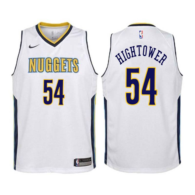 White Wayne Hightower Nuggets #54 Twill Basketball Jersey