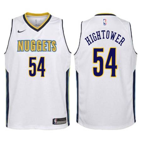 White Wayne Hightower Nuggets #54 Twill Basketball Jersey