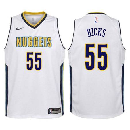 White Phil Hicks Nuggets #55 Twill Basketball Jersey