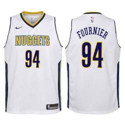 White Evan Fournier Nuggets #94 Twill Basketball Jersey