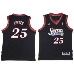 Black Throwback Fred Foster Twill Basketball Jersey -76ers #25 Foster Twill Jerseys, FREE SHIPPING