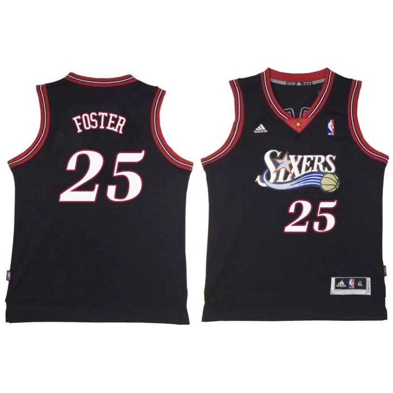 Black Throwback Fred Foster Twill Basketball Jersey -76ers #25 Foster Twill Jerseys, FREE SHIPPING