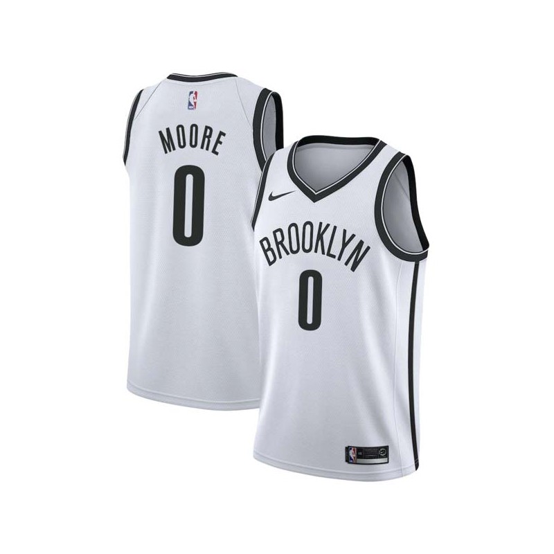 White Johnny Moore Nets #00 Twill Basketball Jersey FREE SHIPPING