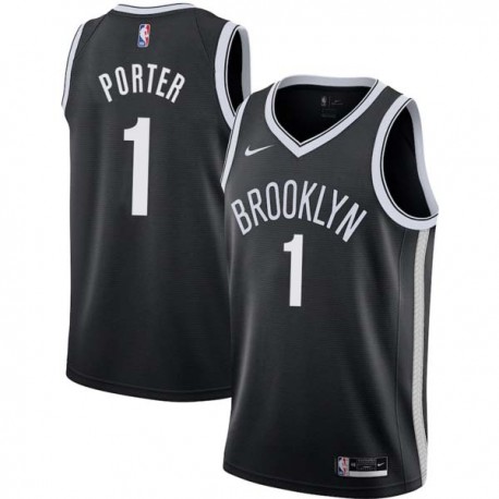 Black Kevin Porter Nets #1 Twill Basketball Jersey FREE SHIPPING