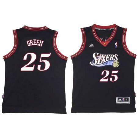 Black Throwback Luther Green Twill Basketball Jersey -76ers #25 Green Twill Jerseys, FREE SHIPPING