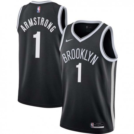 Black Brandon Armstrong Nets #1 Twill Basketball Jersey FREE SHIPPING