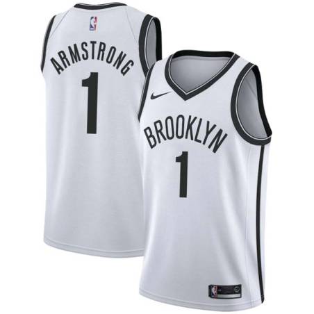 White Brandon Armstrong Nets #1 Twill Basketball Jersey FREE SHIPPING