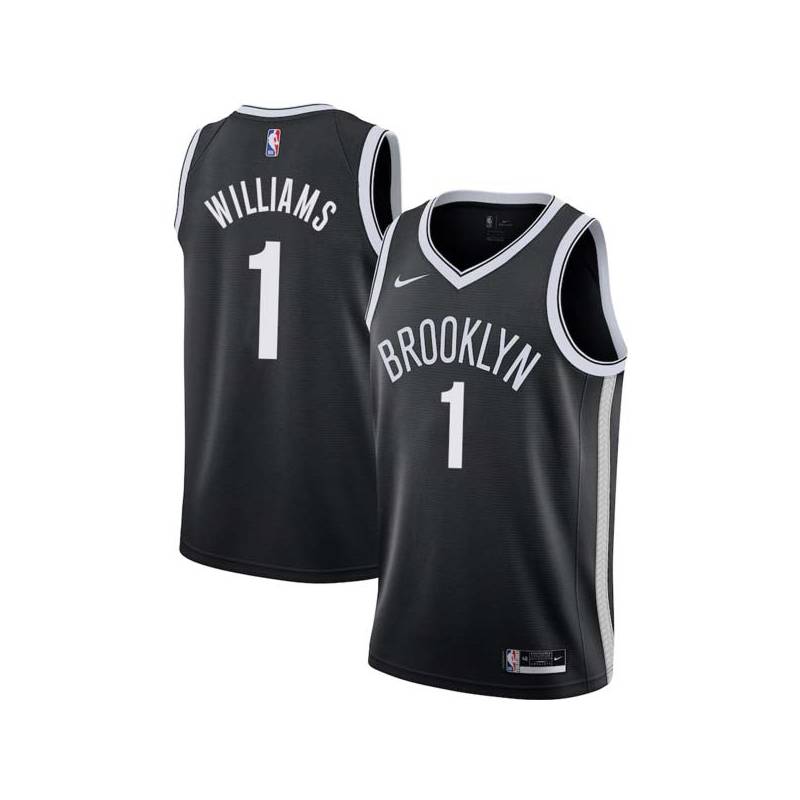 Black Marcus Williams Nets #1 Twill Basketball Jersey FREE SHIPPING