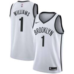 White Marcus Williams Nets #1 Twill Basketball Jersey FREE SHIPPING