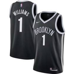 Black Terrence Williams Nets #1 Twill Basketball Jersey FREE SHIPPING