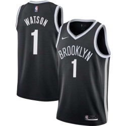 Black C.J. Watson Nets #1 Twill Basketball Jersey FREE SHIPPING