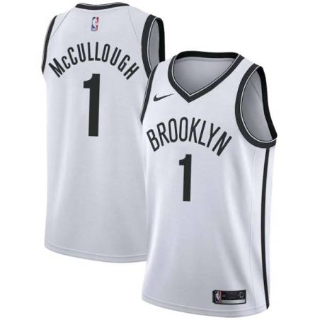 White Chris McCullough Nets #1 Twill Basketball Jersey FREE SHIPPING