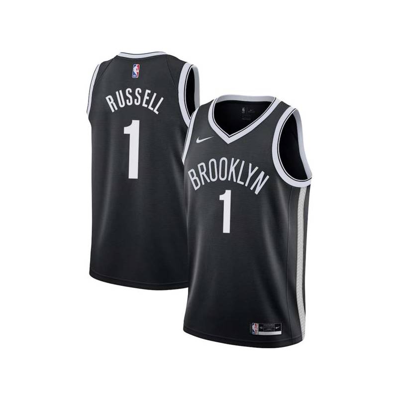 Black D'Angelo Russell Nets #1 Twill Basketball Jersey FREE SHIPPING