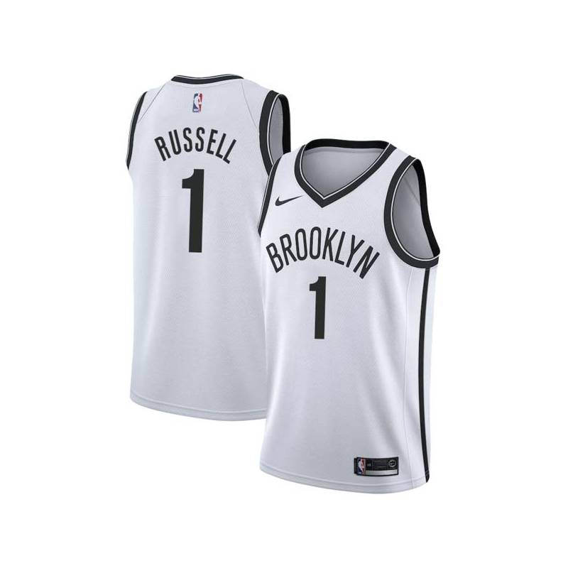 White D'Angelo Russell Nets #1 Twill Basketball Jersey FREE SHIPPING