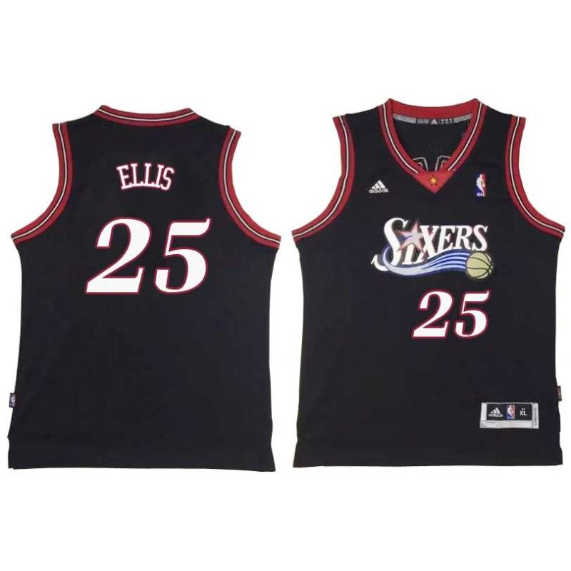 Black Throwback Leroy Ellis Twill Basketball Jersey -76ers #25 Ellis Twill Jerseys, FREE SHIPPING