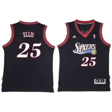 Black Throwback Leroy Ellis Twill Basketball Jersey -76ers #25 Ellis Twill Jerseys, FREE SHIPPING