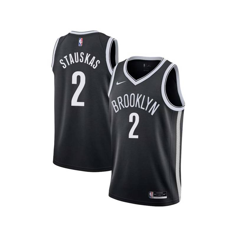 Black Nik Stauskas Nets #2 Twill Basketball Jersey FREE SHIPPING