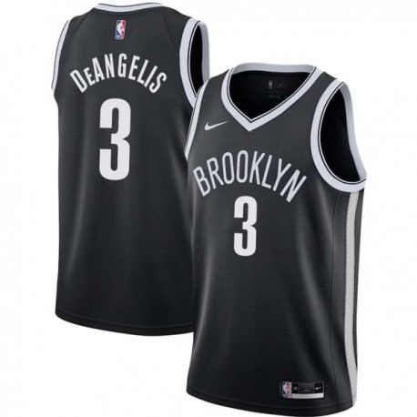 Black Billy DeAngelis Nets #3 Twill Basketball Jersey FREE SHIPPING