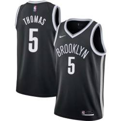 Black Jamel Thomas Nets #5 Twill Basketball Jersey FREE SHIPPING