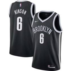 Black Roy Hinson Nets #6 Twill Basketball Jersey FREE SHIPPING