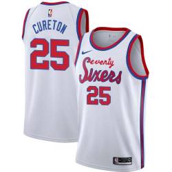 White Classic Earl Cureton Twill Basketball Jersey -76ers #25 Cureton Twill Jerseys, FREE SHIPPING