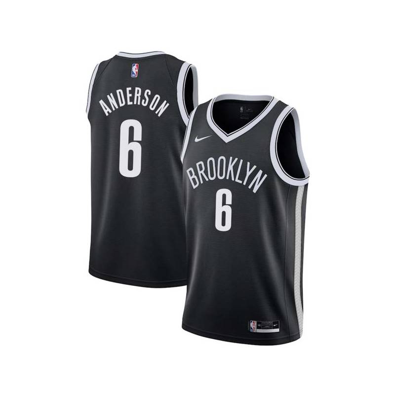 Black Alan Anderson Nets #6 Twill Basketball Jersey FREE SHIPPING
