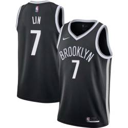 Black Jeremy Lin Nets #7 Twill Basketball Jersey FREE SHIPPING