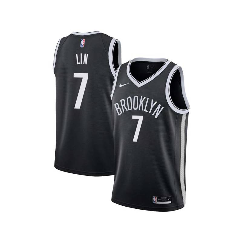 Black Jeremy Lin Nets #7 Twill Basketball Jersey FREE SHIPPING