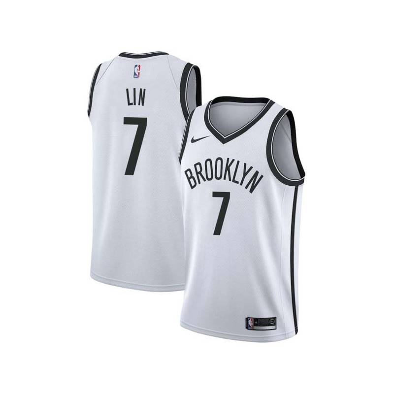 White Jeremy Lin Nets #7 Twill Basketball Jersey FREE SHIPPING