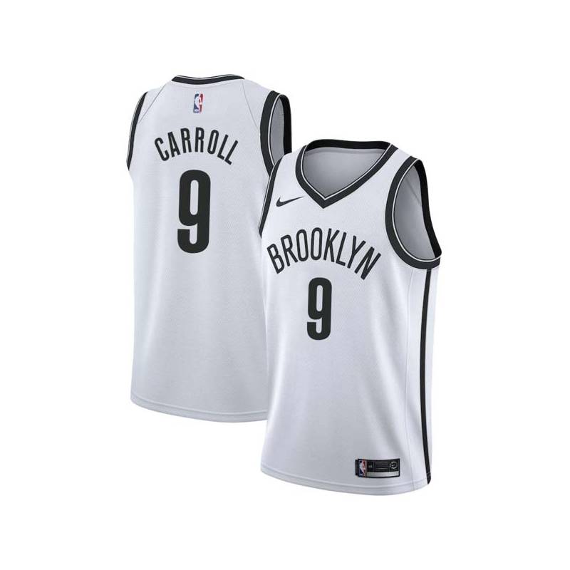 White DeMarre Carroll Nets #9 Twill Basketball Jersey FREE SHIPPING