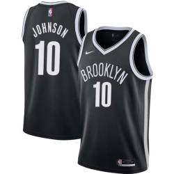 Black Stew Johnson Nets #10 Twill Basketball Jersey FREE SHIPPING