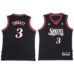 Black Throwback Sedale Threatt Twill Basketball Jersey -76ers #3 Threatt Twill Jerseys, FREE SHIPPING