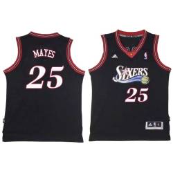 Black Throwback Tharon Mayes Twill Basketball Jersey -76ers #25 Mayes Twill Jerseys, FREE SHIPPING