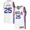 White Jeff Malone Twill Basketball Jersey -76ers #25 Malone Twill Jerseys, FREE SHIPPING