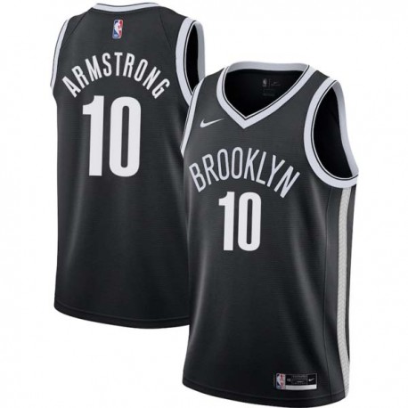 Black Darrell Armstrong Nets #10 Twill Basketball Jersey FREE SHIPPING