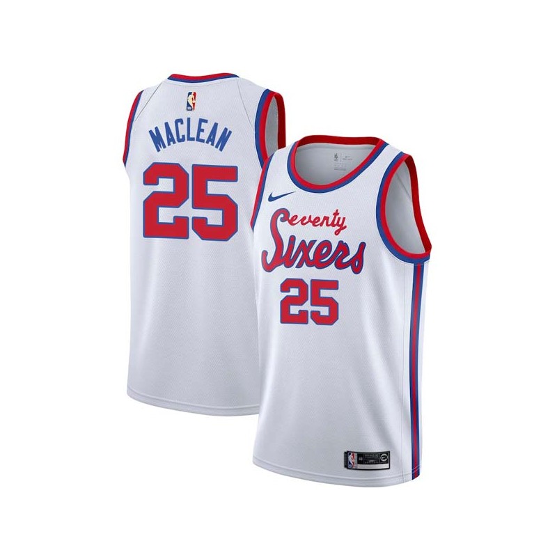 White Classic Don MacLean Twill Basketball Jersey -76ers #25 MacLean Twill Jerseys, FREE SHIPPING