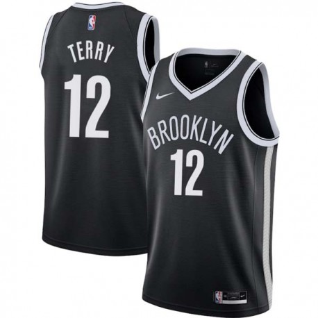 Black Chuck Terry Nets #12 Twill Basketball Jersey FREE SHIPPING