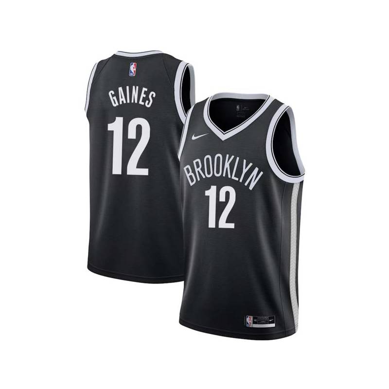 Black Corey Gaines Nets #12 Twill Basketball Jersey FREE SHIPPING
