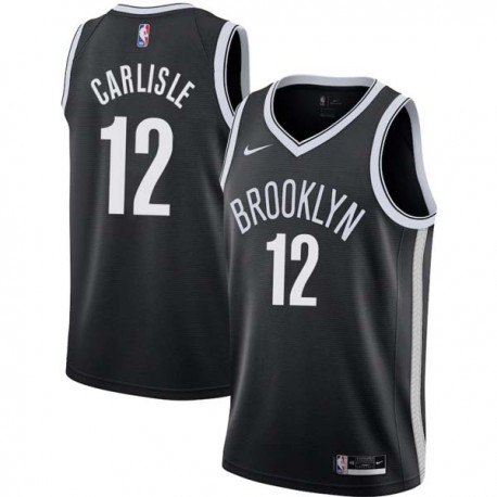 Black Rick Carlisle Nets #12 Twill Basketball Jersey FREE SHIPPING