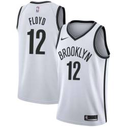 White Sleepy Floyd Nets #12 Twill Basketball Jersey FREE SHIPPING