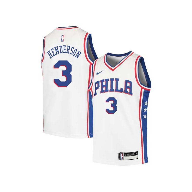 White Dave Henderson Twill Basketball Jersey -76ers #3 Henderson Twill Jerseys, FREE SHIPPING