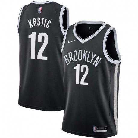 Black Nenad Krstic Nets #12 Twill Basketball Jersey FREE SHIPPING