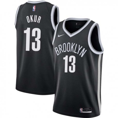 Black Mehmet Okur Nets #13 Twill Basketball Jersey FREE SHIPPING