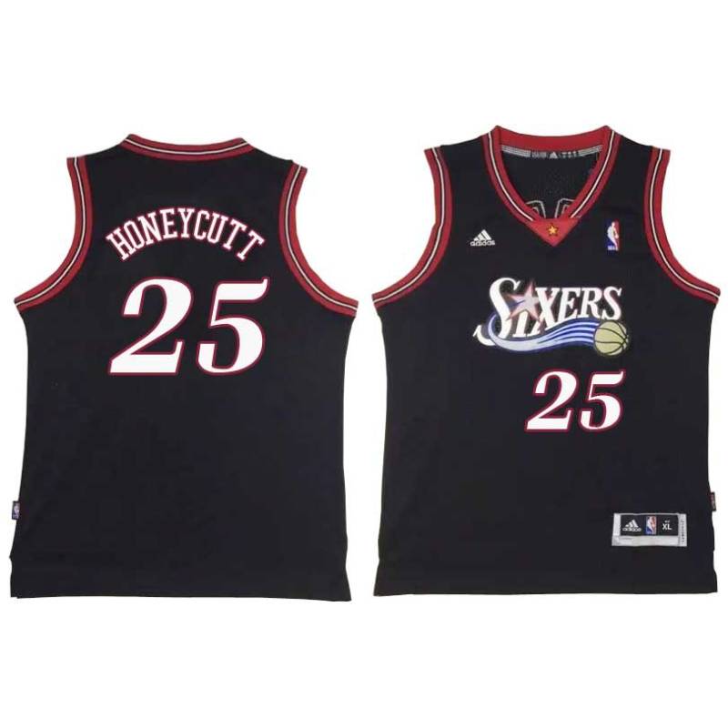 Black Throwback Jerald Honeycutt Twill Basketball Jersey -76ers #25 Honeycutt Twill Jerseys, FREE SHIPPING